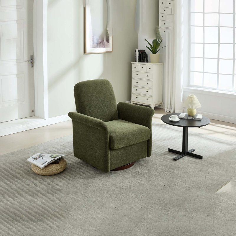 Fauteuil d'appoint pivotant avec base en bois