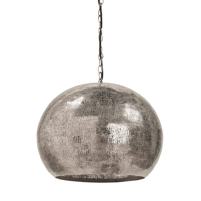 Pierced Metal Sphere Pendant, Polished Nickel