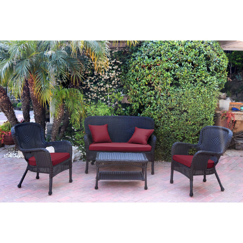Ensemble de canapé avec coussins 4 pièces Bellas, Rouge, Noir