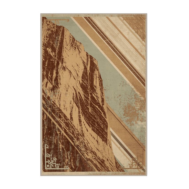 Tapis beige rustique lavable à la machine Pegah Country, 2 pi x 3 pi