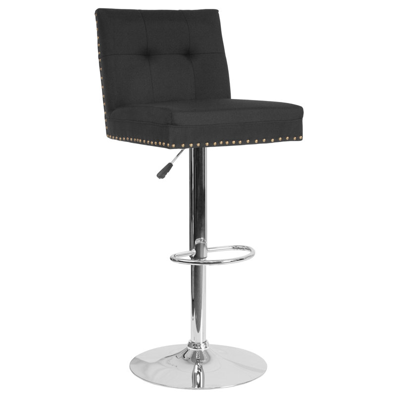 Tabouret de bar capitonné à hauteur réglable Blanco, Noir