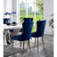 Fauteuil à oreilles en flanelle bleue pour salle à manger - Bouton avec pieds et anneau en métal