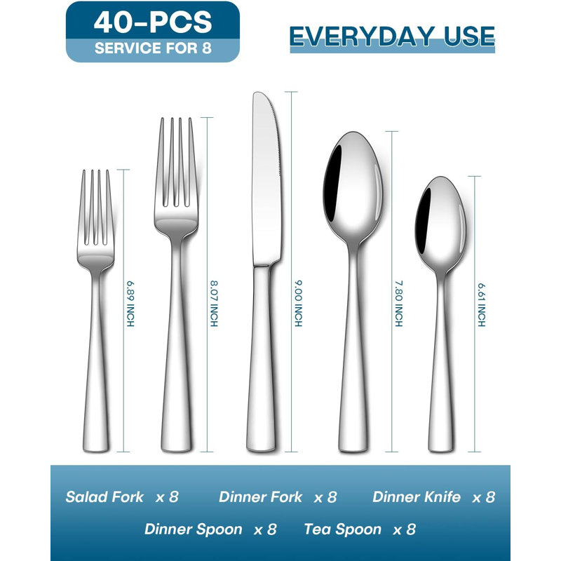 40 Piece Silverware Set