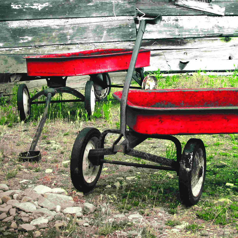 Little Red Wagon - Photographie sur toile tendue, H 36 po x l 36 po