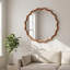 Miroir décoratif rond en bois massif ondulé 24 po, pour chambre à coucher, salle de bain, salon, vestibule-248213787
