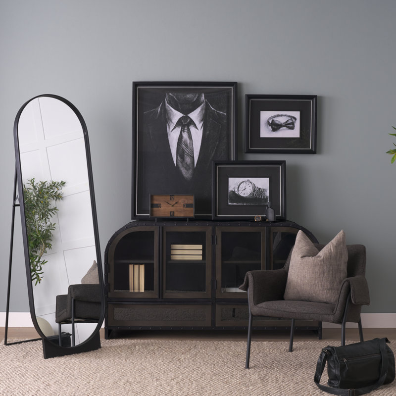Octavie 13.0L X 4.5W X 8.1H Black Metal And Wood Rectangular Table Clocket