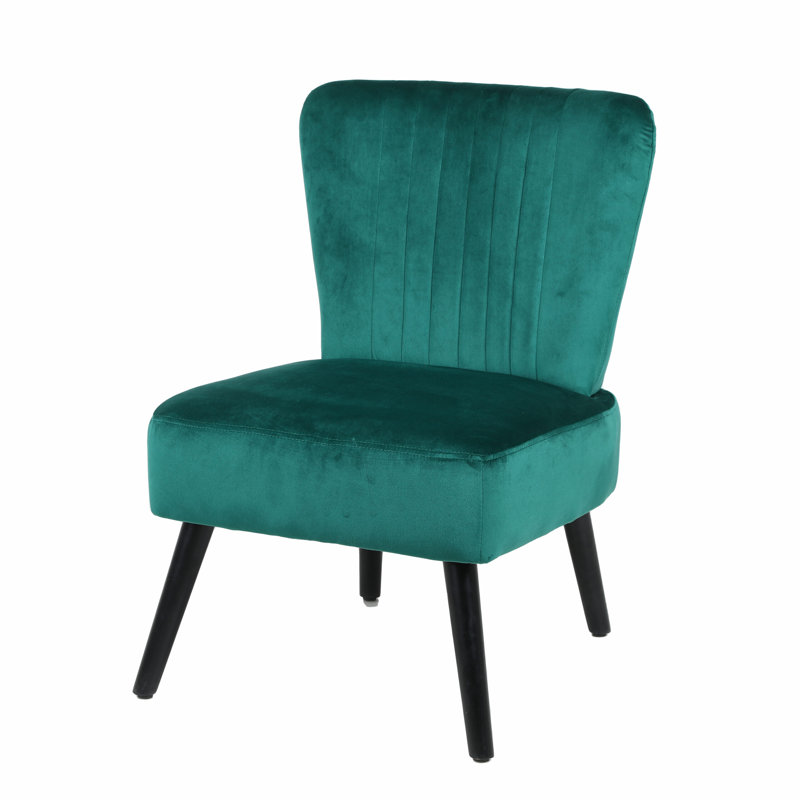 Trombly Velvet Slipper Chair, Green