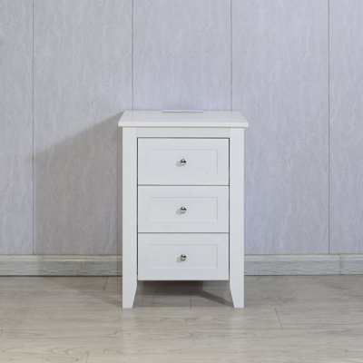 White Night Stand With Drawers And Charging Option - Bedroom Modern Nightstand For Hallway Function