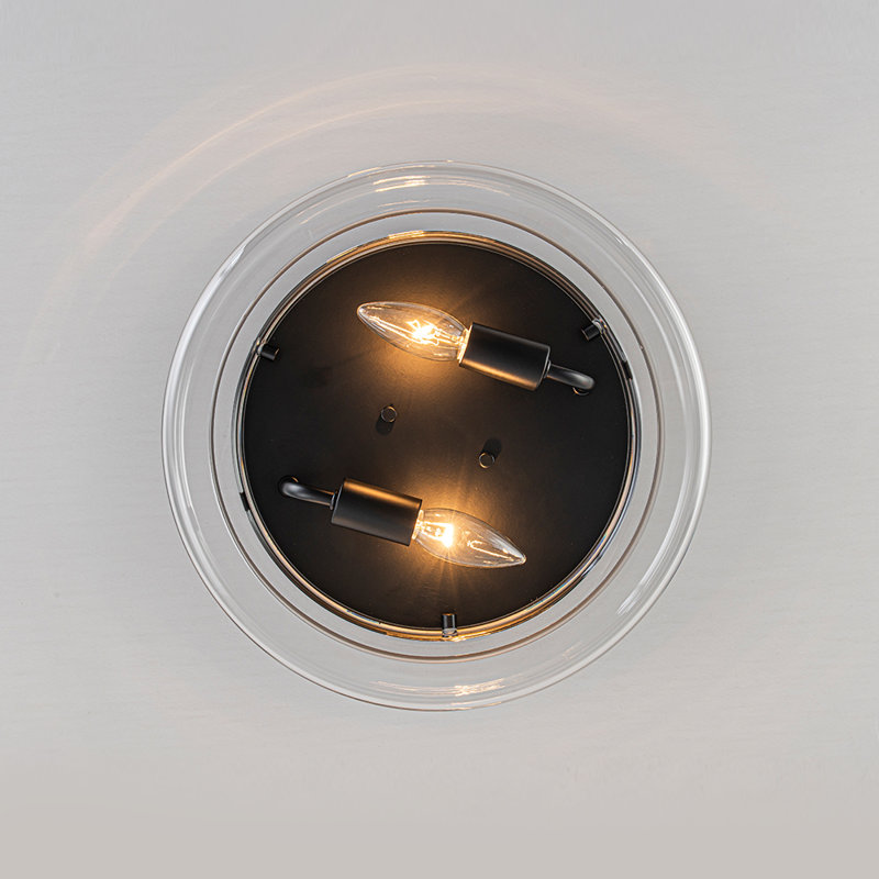 Plafonnier encastré avec abat-jour en verre transparent moderne 2 lumières