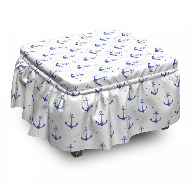 Housse pour repose-pieds aquarelle marine