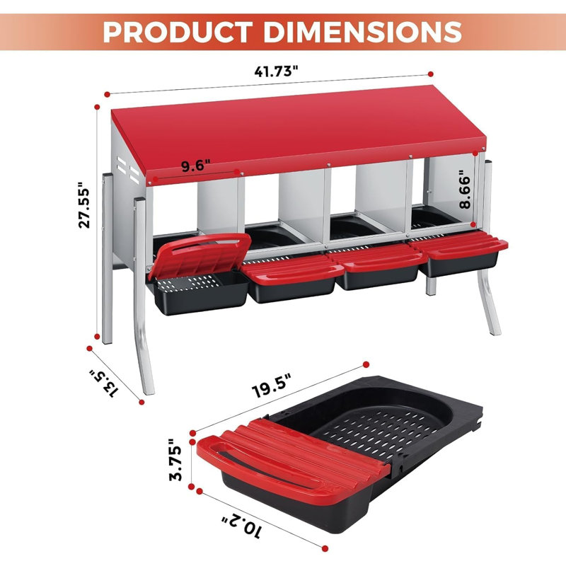Nesting Boxes, 70cm H x 106cm W x 34.3cm D, Red