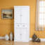 Armoire de rangement pour garde-manger de 72 po, armoires utilitaires autoportantes avec portes, tiroir et 3 tablettes réglables, garde-manger haut pour la cuisine, le salon, la salle à manger, la buanderie, blanc