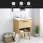 Meuble-lavabo 24 po avec lavabo, armoire de salle de bain multifonctionnelle avec tiroir, panneau de fibres à densité moyenne, naturel