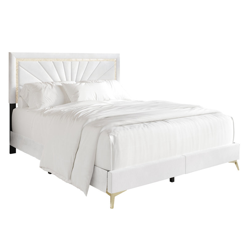 Lit tapissier standard Soufian, Blanc, Grand