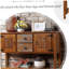 Console 48 po en bois massif avec tiroirs, armoires et tablette, buffet rétro pour la cuisine et la salle à manger, brun-450987690