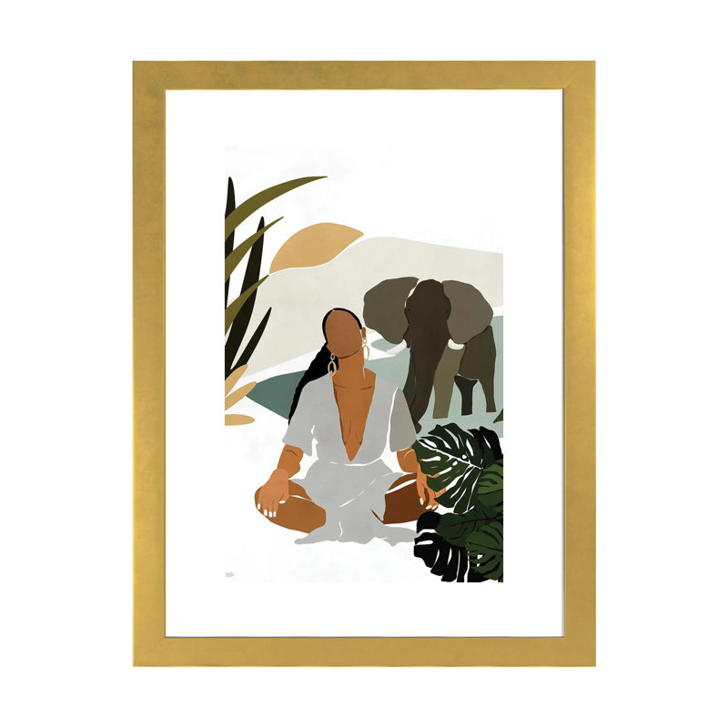 Rayne par Bria Nicole - impression d'art graphique, H 24 po x l 16 po x P 1 po, Papier encadré doré, Blanc