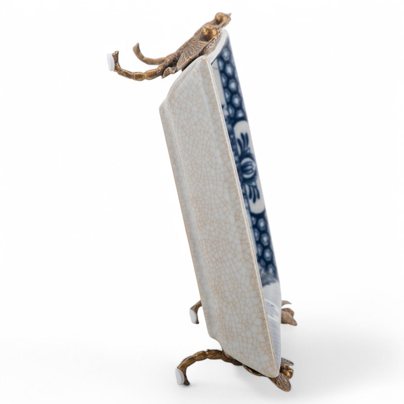 Porcelain Tray With Bronze Blue Willow