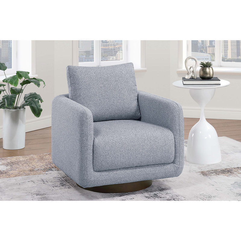 Fauteuil pivotant rembourré en tissu Grey, Gris