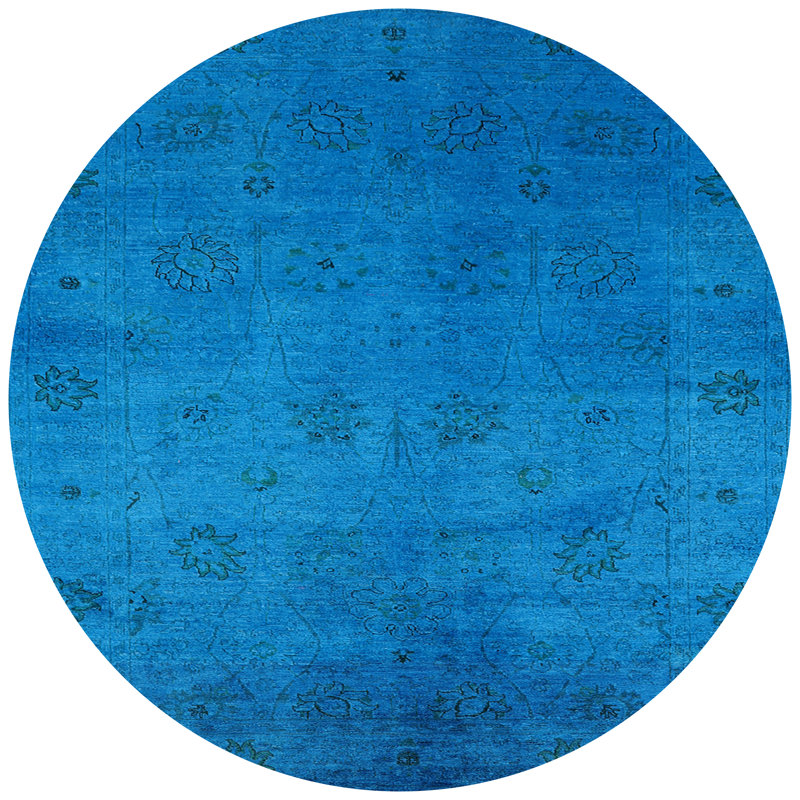 Tapis floral bleu, Rond 6 pi