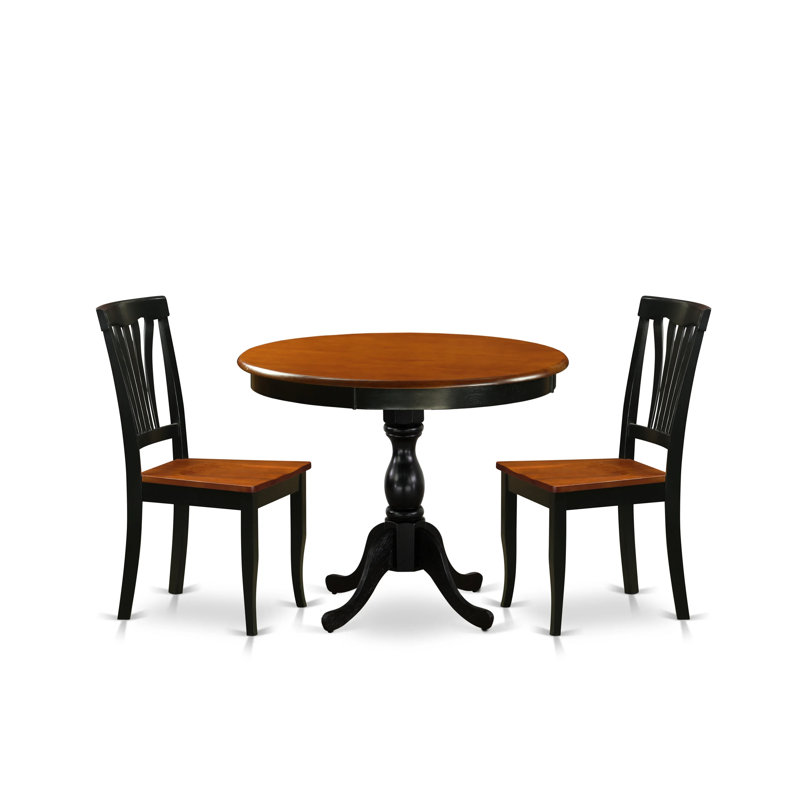 L'ensemble de table 3 pièces comprend une table de cuisine et 2 chaises de salle à manger modernes avec dossier à lattes - finition noire