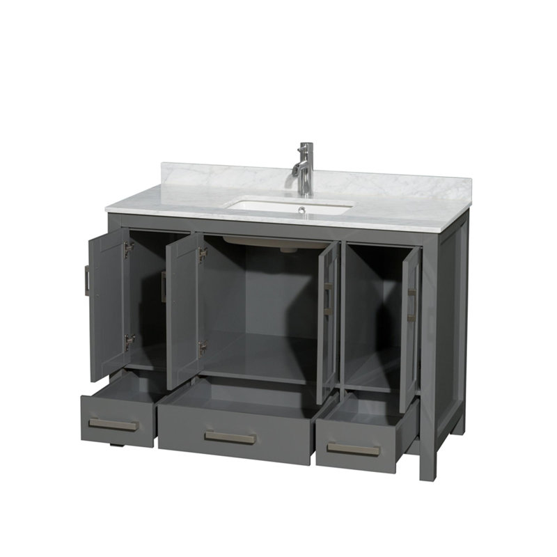 Sheffield 48" Single Bathroom Vanity Set, White Carrara Marble, Dark Gray