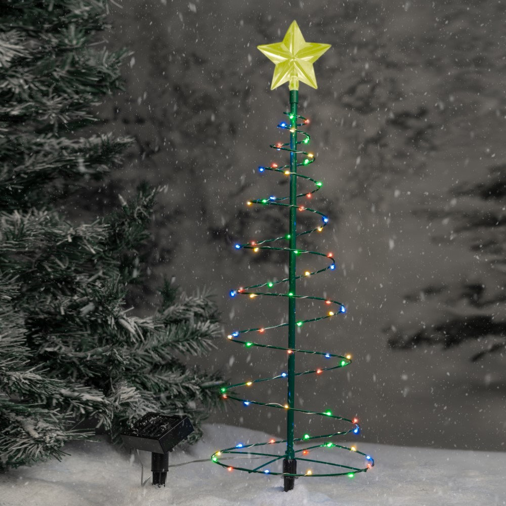2' Solar Powered LED Spiral Christmas Tree, Multicolor