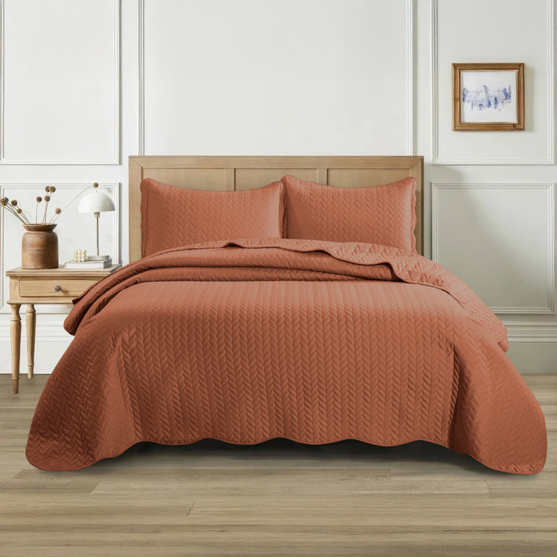 Ensemble de couvre-lit matelassé embossé - Couvre-lit en microfibre ultra doux avec taies décoratives, literie de style hôtel pour tous les lits