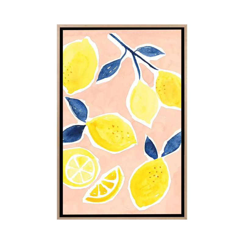 «Lemon Love I», reproduction d'art sur toile encadrée, H 26 po x l 18 po, Toile à cadre flottant sans passe-partout, Beige