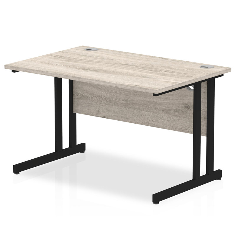 Impulse Metal Base Computer Desk, Black, Grey, 73cm H x 120cm W x 80cm D