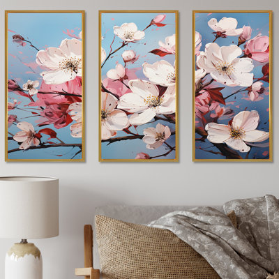 Dogwood Blossoms Bouquet IV - ensemble d'art mural en toile de cornouiller