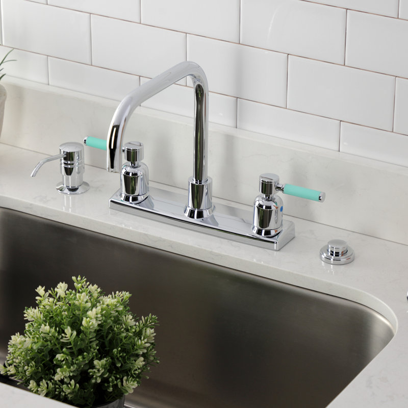 Kingston Brass Kaiser Two-Handle 2-Hole 8" Centerset Kitchen Faucet, Polished Chrome