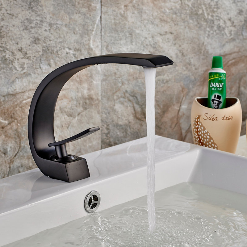 Single Handle Brass Bathroom Sink Faucet, Black