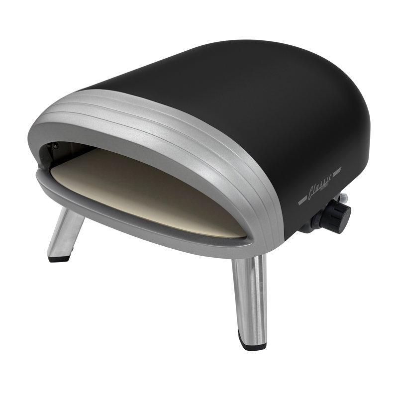 Unique Appliances Classic Retro 12" Portable Outdoor Propane Pizza Oven In Matte Black, 11.5" H x 16.2" W x 22.72" D , Black