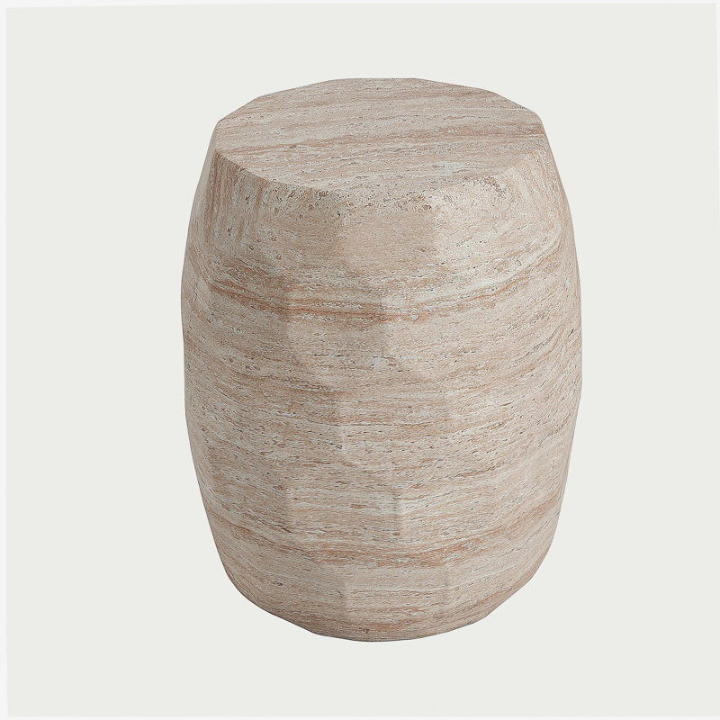 Outdoor/Indoor Lightweight Concrete Side Table,Travertine Finish