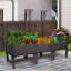 Lit de jardin surélevé pour l'extérieur en plastique de style rotin 47 "avec pieds-751167823-745797896