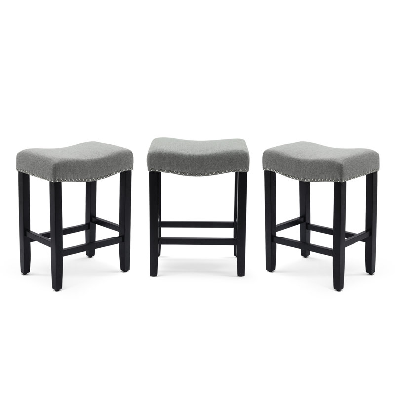 Tabouret Jameson, Tabouret de comptoir (siège d’une hauteur de 24, Tissu gris / cadre noir