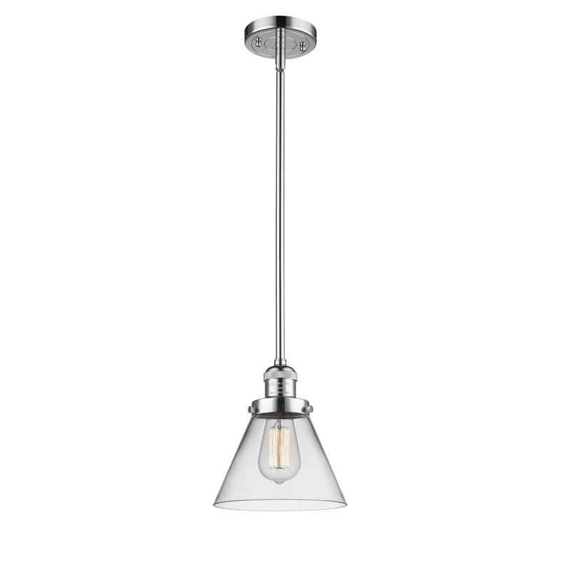 Luminaire suspendu conique à 1 lumière Mosley, Ampoule DEL 6 watts Vinage, Transparent, Chrome poli