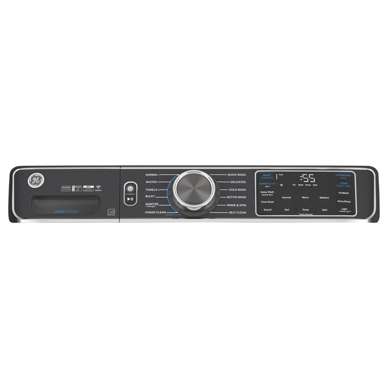 GE Appliances Smart 5 Cu. Ft. Front Load Washer and 7.8 Cu. Ft. Electric Dryer, Sapphire Blue