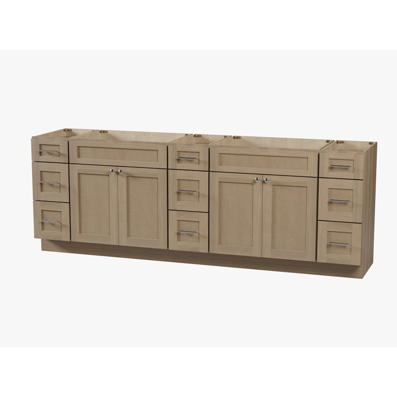 Disar 96" Double Bathroom Vanity Base Only, Natural Oak
