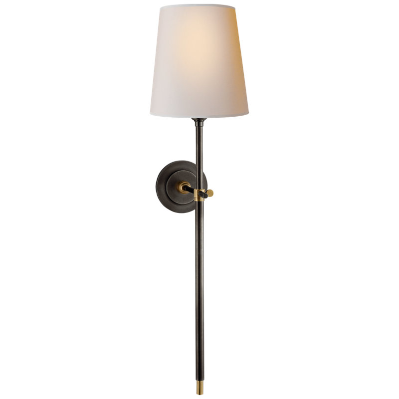 Thomas O'Brien Bryant Large Tail Sconce, Bronze/Hand-Rubbed Antique Brass, Paper