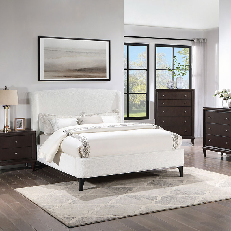 Upholstered Eastern King Wingback Bed