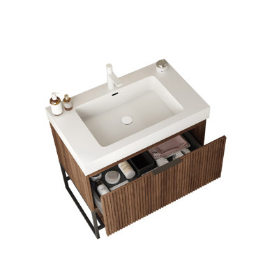 YOLAN 30" Freestanding Plywood Cabinet without Basin, Retro Walnut