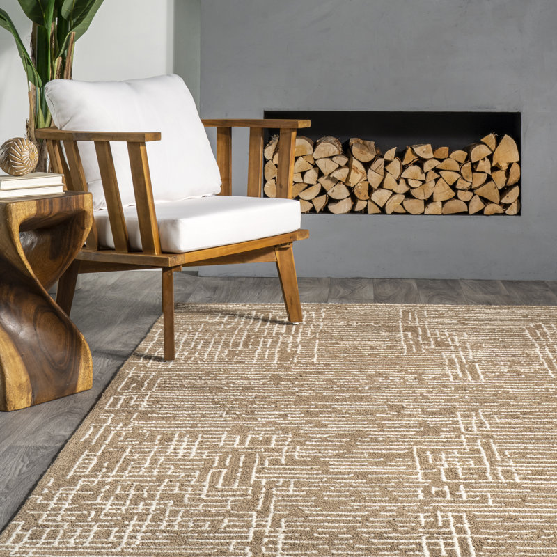 Natural Honey and Alabaster Wool Rectangular 10' x 14' Rug