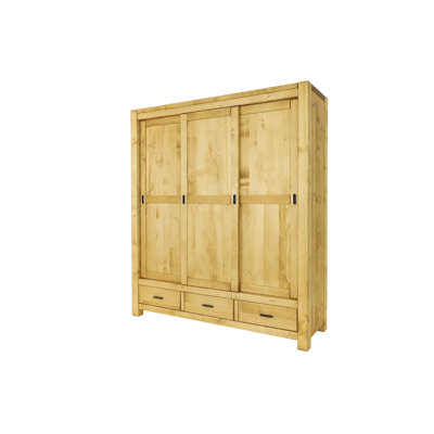 Mccollough 3 Door Solid Wood Wardrobe