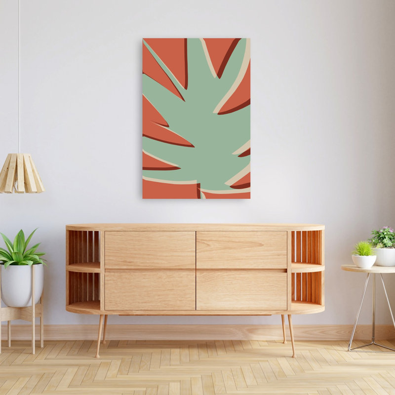 «Angular Leaf Forms Abstract Contemporary Geometric Nature Plant», reproduction d'art mural, 48" H x 32" W