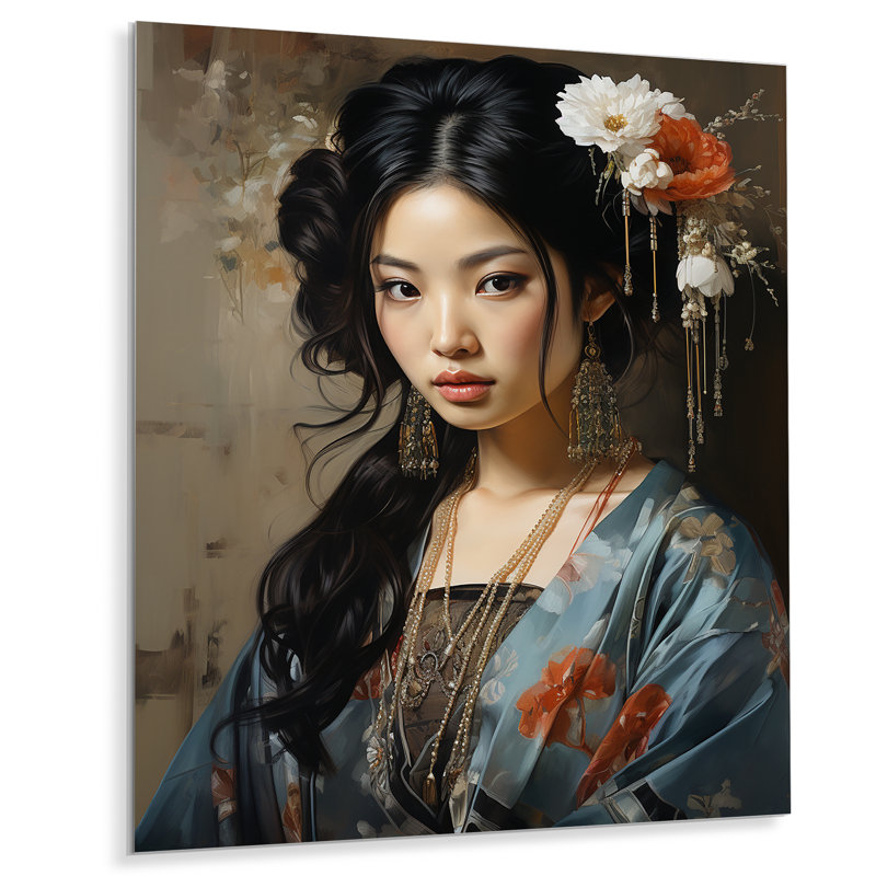 Asian Art Geishas Grace I - Décoration murale asiatique en métal, H 32 po x l 24 po x P 1 po
