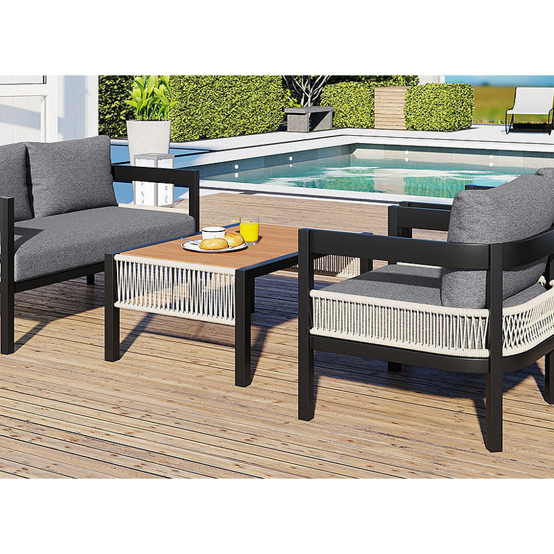 Ensemble de canapé d'extérieur pour plusieurs personnes avec une table, décoration en rotin, imperméable, antirouille, adapté au jardin, à la pelouse