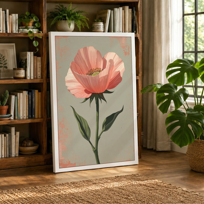 Delicate Bloom Botanical - Wrapped Canvas, 36x24 - 91.4 x 61.0 cm, Terracotta Border