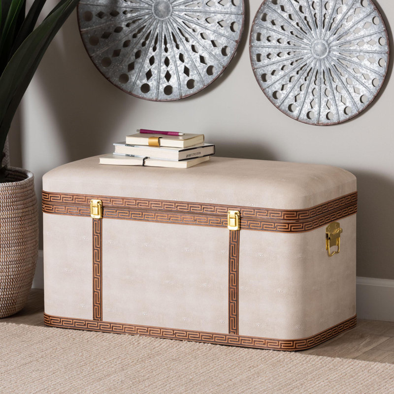 Minhtri Baxton Studio Brenner Modern Transitional Beige Faux Shagreen Storage Trunk