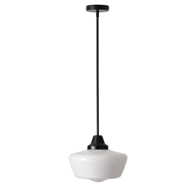 1-Light White Glass Dimmable Iron Pendant